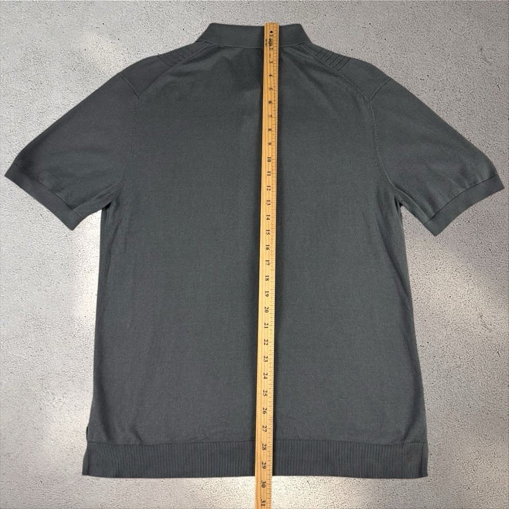 Todd Snyder Silk-Cotton Ribbed Full-Placket Sweater Polo Slate Gray Sz L - Picture 6 of 7